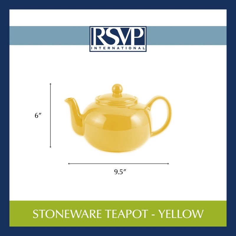 RSVP International Stoneware Teapot Collection, Microwave and Dishwasher Safe, 42