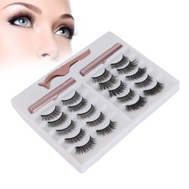 Kit de Delineador de Ojos Y Pestañas Magnéticas Delineador de Ojos Líquido Magnético Juego de Herramientas de Maquillaje de Pestañas Postizas con Largo Y Grueso con Pinzas(02