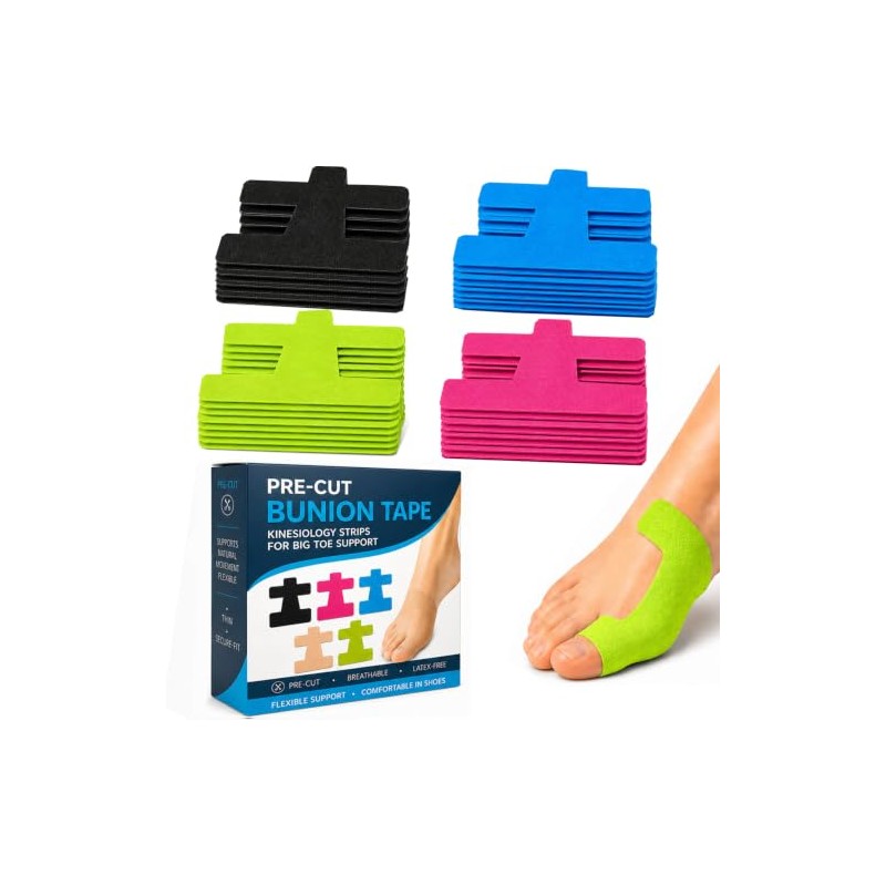 Bunion Tape, 32 Pcs Pre Cut Kinesiology Tape for Sports