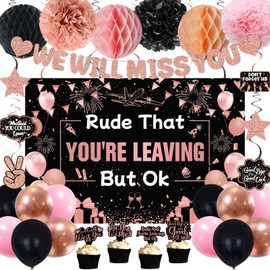 Farewell Party Decorations Women, Rude That You're Leaving But OK Rose Gold, We Will Miss You Banner Party Decorations Coworker Going Away RetIrement Party Farewell Goodbye Job Change Party Decor Set