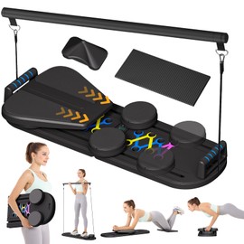 PRUINKLE Pilates Reformer Set - Foldable Sliding Reformer, Pilates Board for Home Workout, Portable Abdominal Core Trainer Pilates Reformer Board - Full Body Workout Equipment for Home (Black)