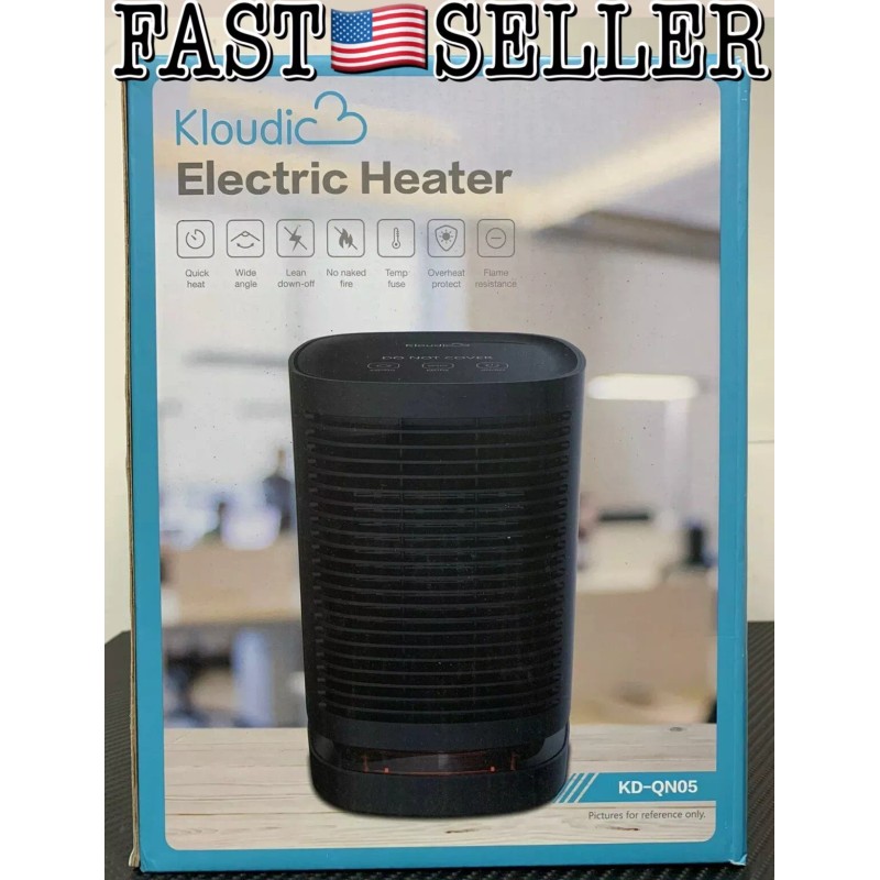 Kloudic 950W Portable Electric Space Heater 2sec Heat up Travel