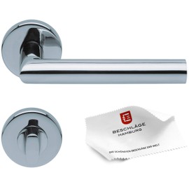 scoop Beschläge Hamburg SBL 1106 Door Handle Door Fitting Amsterdam SBL 1106 - Door Handles with Toilet Rosettes for Bathroom and Toilet - Handle Set / Door Handle for Interior Doors, Round, Polished