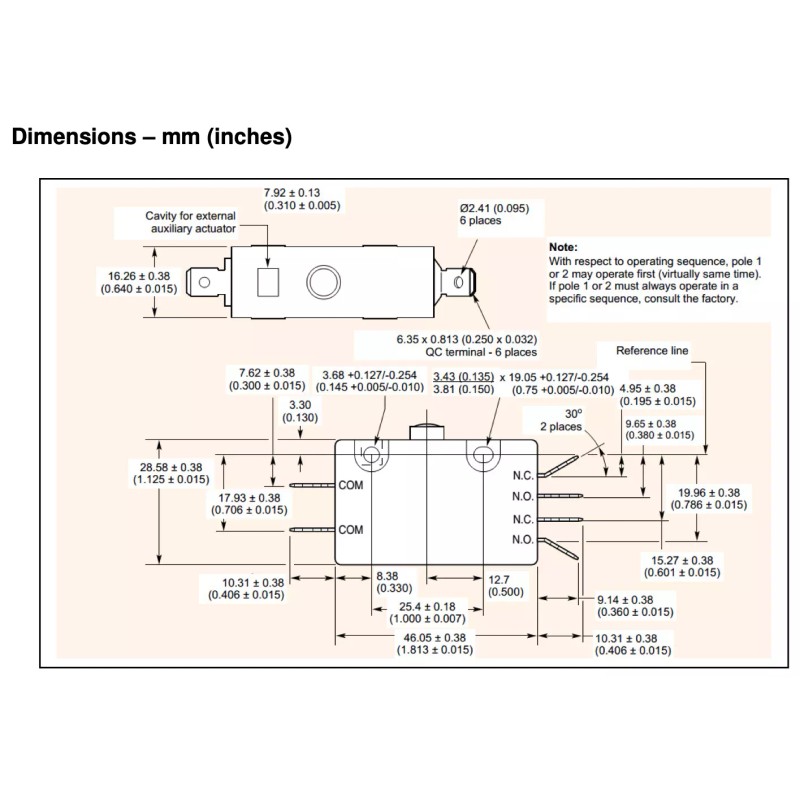 CHERRY E20-00A Plunger 2NO Snap Action 25A Micro Switch E20001A