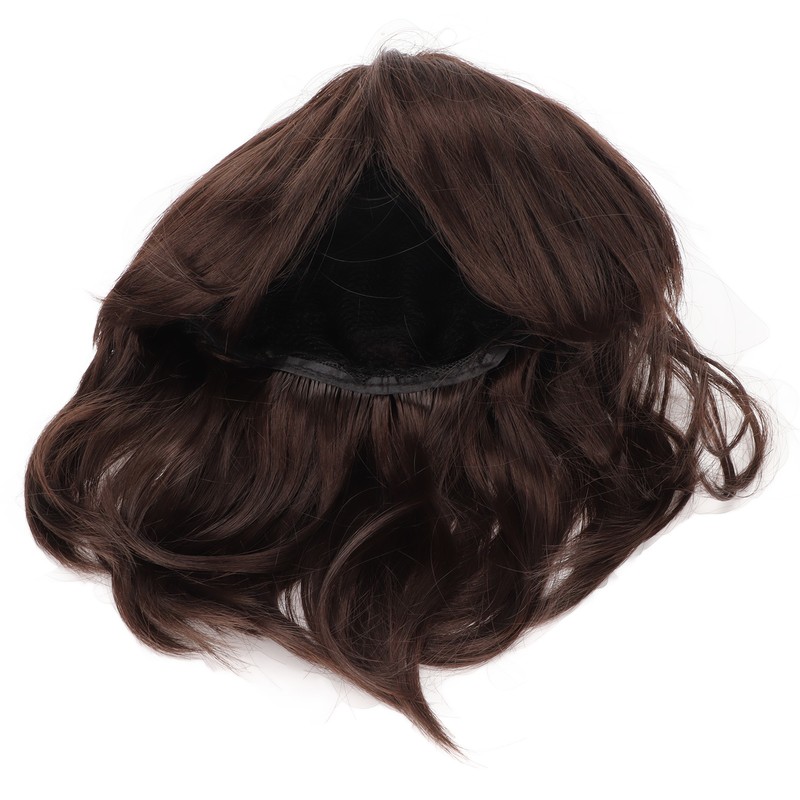 Men Wig Short Brown Straight Breathable Inner Mesh Soft Fluffy