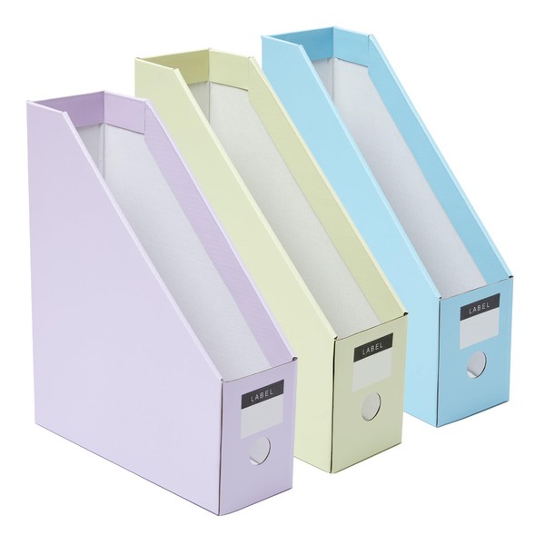 Y YOMA 6 Pack Cardboard Magazine File Holder Collapsible Magazine Holder with Labels Colored Magazine Storage Box for Desktop Shelves Document Storage Box Easy to Assemble, Pastel Design