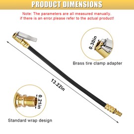 GAOLAOSY 12'' Tire Inflator Extension Tube, Tyre Pump Quick Inflation Chuck Adapter with Presta Valve, Portable Clip On Connector High-Pressure Tube, Auto Maintenance Accessory for Car Motorcycle
