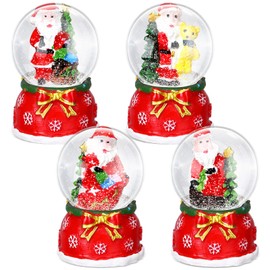 Suclain 4 Pcs 1.8 Inch Christmas Snow Globe Santa Claus Water Snow Globe Winter Snow Globe Lightweight Christmas Decorations Gift Red Green Christmas Tree Crystal Balls for Home Desk Decor