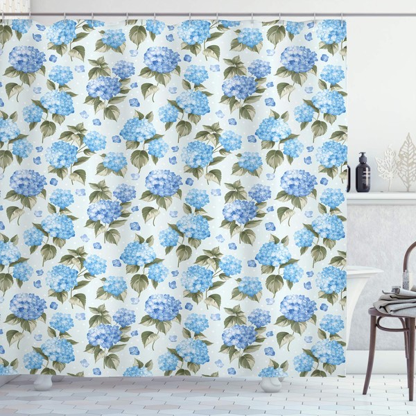 Ambesonne Flower Shower Curtain, Hydrangea Flowers Over Soft Background Wedding