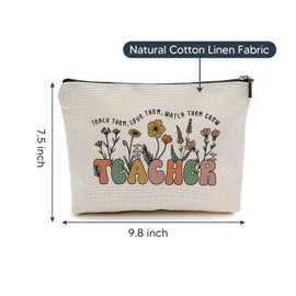 Teacher Cosmetic Bag, Teacher Appreciation Gifts for Women, Best Teacher Gifts, Boho Floral Teacher Makeup Bag, Teachers Bag, Teacher Must Haves, Graduation Teacher Birthday Gifts