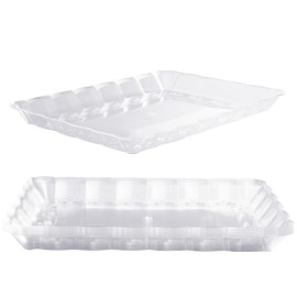 MATANA 12 Plastic Serving Plates for Appetizers & Finger Food - Catering, Buffets, Birthdays, Weddings, Christmas & Parties - Transparent, 32 x 24 cm - Sturdy & Reusable