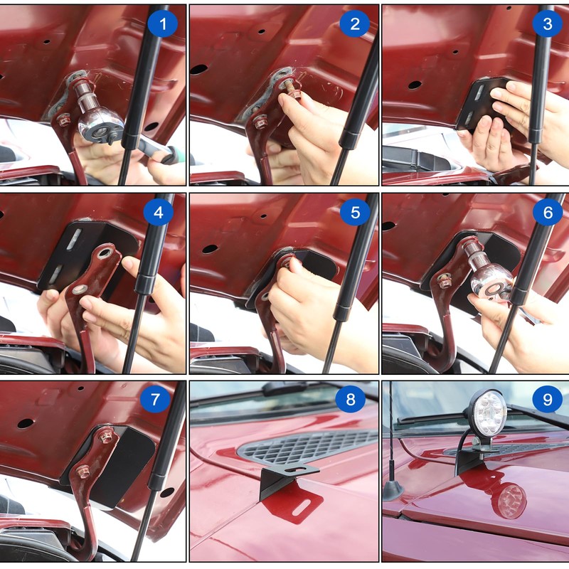 Car Hood Light Mount Bracket Compatible with Toyota FJ Cruiser