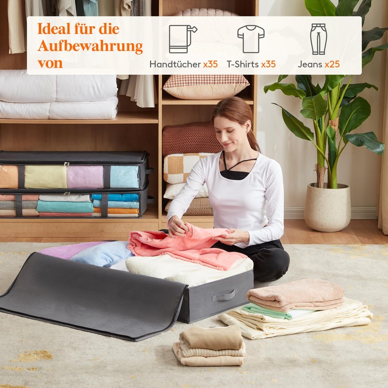 Lifewit 75L Underbed Storage Bins, 4 Pack, Foldable Clothes Storage