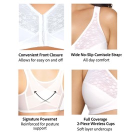 Exquisite Form Womens Front Close Posture #5100565 Bra, Black, 42D US