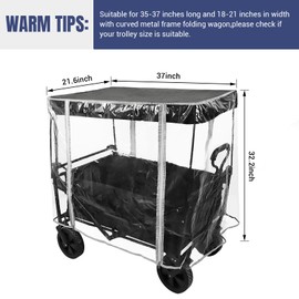LOSCHEN Wagon Rain Wind Cover for Outdoor Garden Camping Picnic Wagon Stroller Waterproof,Folding Trolley Cart Accessories, EVA Material(Cart Not Included)