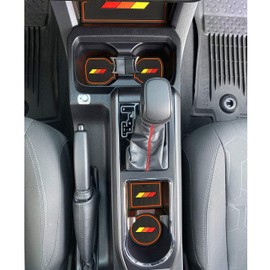 SENSHINE Custom Liners for Toyota Tacoma Accessories 2016-2021 2022 2023 Cup Holder Inserts, Center Console, Door Pocket Slot Mats Non-Slip Anti Dust Pad Premium Interior (Double Cab) (Orange Trim)