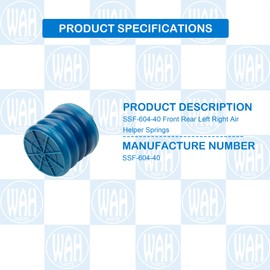 Wahparts SSF-604-40 Front Rear Left Right Air Helper Springs Compatible With 1975-2021 Toyota Tacoma Tundra T100 Pickup Cruiser FJ 4X2 4X4 Suspension Helper Spring