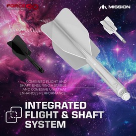 Mission Darts Force 90 | Integrated Precision Moulded Dart Flight And Shaft System, Pack of 3 Professional Highly Durable 2-In-1 Combined Dart Flights And Stems | Slim (Clear, Medium)