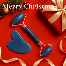 BAIMEI IcyMe Jade Face Roller & Gua Sha, Facial Beauty Roller Skin Care Tools, Self Care Gift for Men Women, Massager for Face, Eyes, Neck, Relieve Fine Lines and Wrinkles - Blue