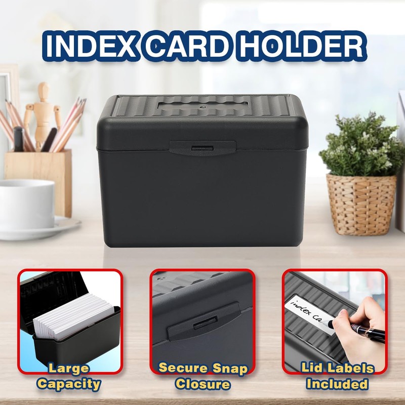 H4D 4x6 Index Card Holder with 100 Heavyweight Ruled Index