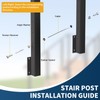 Gyykzz Side Mount Cable Railing Post 42" (Post Body 47.6"),