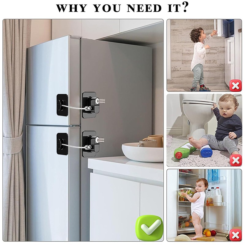 Pack of 2 ABS Fridge Lock for Child Lock, Cupboard