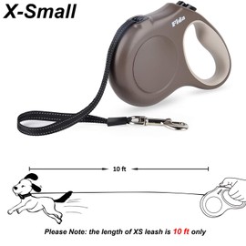 Fida Retractable Dog Leash X-Small Breed, 10 ft Durable Pet Walking Leash for Extra Small Dogs/Cats/Small Animals up to 18lbs, 360¡ã Tangle Coffee/Brown