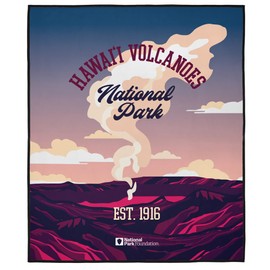 LOGOVISION Hawai'i Volcanoes National Park Illustrated Landscape Outdoor Blanket for Picnic, Beach, Camping, Park, Tailgate 50"x60"