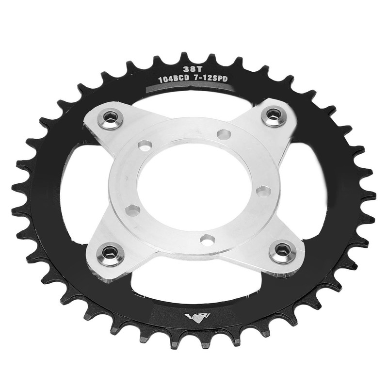 104BCD Electric Bike Chainring and Adapter 38T Aluminum Alloy CNC
