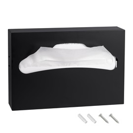 Desyeryamimi Toilet Seat Cover Dispenser,Commercial Stainless Steel Brushed Toilet Seat Cover Holder for Disposable Toilet Seat Covers Wall Mount for Bathroom Restroom（Black）