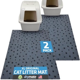 Drymate Cat Litter Box Mat, Litter Trapping Mat, Waterproof, Urine-Proof, Absorbent, Machine Washable, Soft on Paws, Contains Mess, Protects Floors, Kitten Supplies, Dark Grey, 28x36 XL, 2-Pack