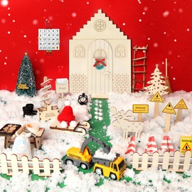 Raoclay Gnome Accessories Christmas, Miniature Gnome Door Set with Gnome Construction Site Set, 62 Pieces Gnome Door Accessories, Gnome Door, Complete Set, DIY Gnome Door, Construction Site with Gnome