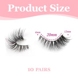 SGERUFZ 10 Paar Natürlich Halbe Falsche Wimpern Klare Band Künstliche Wimpern Cateye Wispy