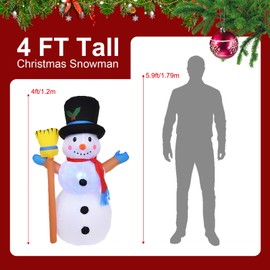 4 FT Christmas Inflatables Outdoor Decorations Waterproof Lighted Inflatable Snowman Christmas Blow Up Yard Decorations with LED Rotating Lights / Floor Stakes and Ropes for Party Yard Lawn Garden
