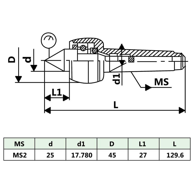 vidaXL MT2 Revolving Live Center - High Precision Durable Steel
