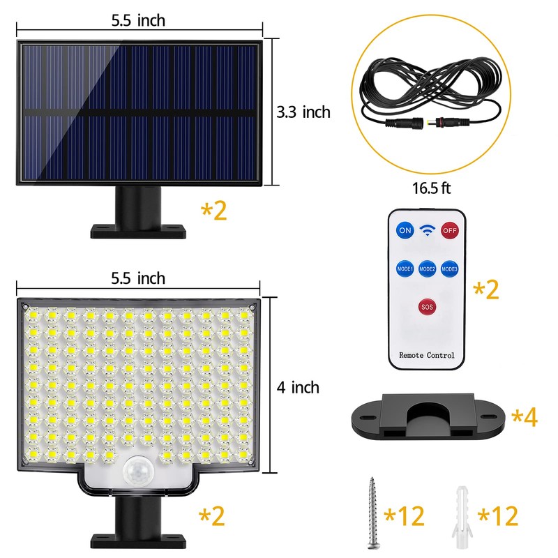 Solar Lights Outdoor, 106 LED 3000LM Solar Powered Motion Sensor