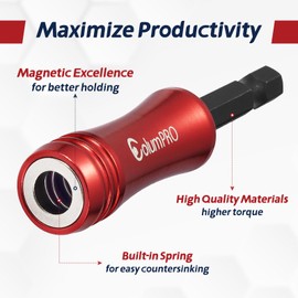 ColumPRO Double Strong Magnetic Bit Holder Set for Countersinking | 1 Magnetic Drill Bit Holder, Two 25 MM PZ2 Bits & One 25 MM PH2 Bit.