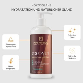 Pure Mineral Leave-in Conditioner with Coconut Oil, Moisture and Shine for Dry Hair, No Sulphates, Parabens, Petrolates, 350 ml