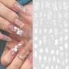 Flower Nail Art Stickers Decals 5D Embossed White Flower Nail