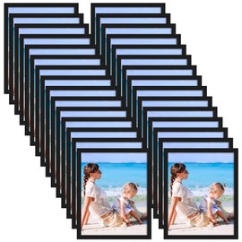 CRUGLA 30 Packs 8x10 Magnetic Picture Frames for Refrigerator, Modified Magnetic Sheet with Self Adhesive Backing, Black 8 by 10 Magnetic Photo Craft Frame Set for Glass Window Door Cubicle