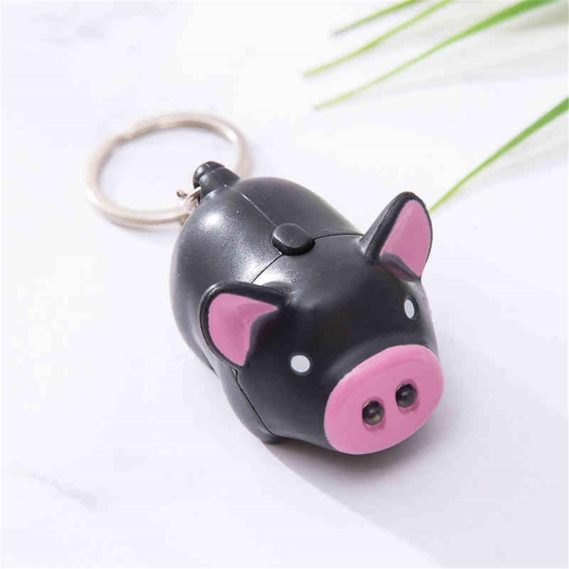 chaoqiu Cartoon Creative Cute Little Pig LED Vocalization Luminous Keychain