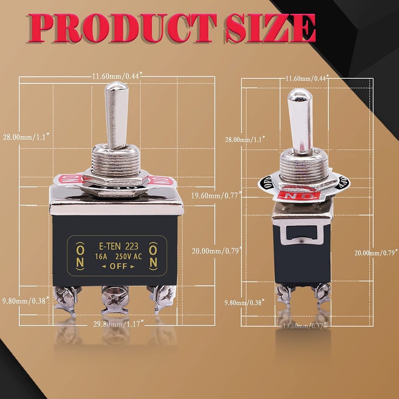 mxuteuk Momentary Toggle Switch 20A 125V DPDT 3 Position 6-Pin