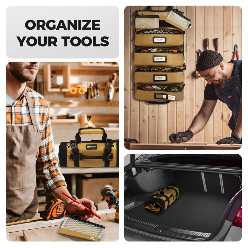 COMOWARE Roll Up Tool Bag, 600D Oxford PVC Coated Tool