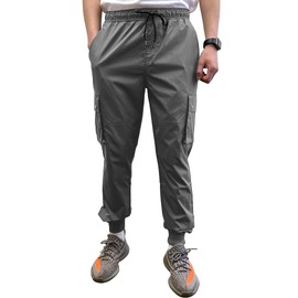 Southpole Men's Lightweight Tech Woven Jogger Pants, Cargo Pockets, Quick Dry, Grey, Small