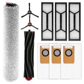 (10 Stück) Omni S1 Pro Ersatzteile kompatibel mit Eufy Omni S1 Pro Staubsaugerroboter, 1 Gummiwalzenbürste, 1 Walzenwischer, 2 Seitenbürsten, 3 Staubbeutel, 3 HEPA-Filter, Zubehör-Set