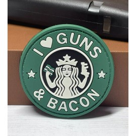 Unbranded PVC Tactical Patch - I love Guns and Bacon Morale Gun Patch - Hooked Backed