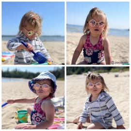 COCOSAND Flower Polarized Baby Sunglasses with Strap UV400 for Infant Toddler Girls Age 3-24 Months