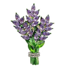 GFM® Small Size Sparkly Rhinestone Lavender Flower Bouquet Brooch - Christmas, Birthday Mothers day - (EXC)(BRCH-Lavender)