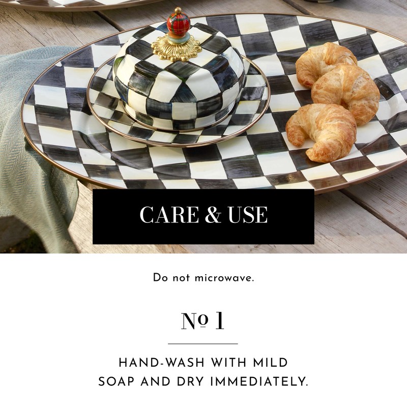 MACKENZIE-CHILDS Courtly Check Enamel Oval Platter, Serving Plate for Entertaining,