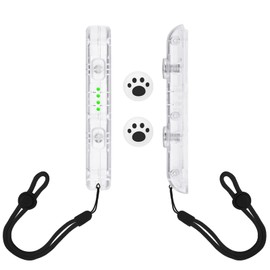 DLseego Wrist Strap for Switch Joycon, Switch Controller Hand Grip Accessories, Transparent JoyCon Gamepad Handle Lock Wrist Strap Lanyard, Adjustable Tightness, with 2 Thumb Grip Caps - White